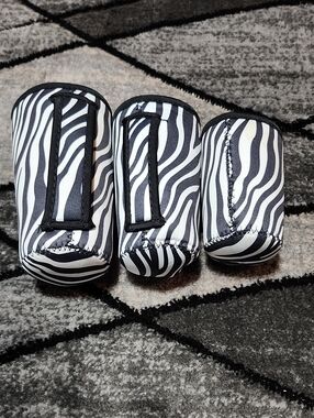 SET-OF-3 ZEBRA PRINT INSULATED NEOPRENE DRINK SLEEVE HANDLE KOOZIES BUNDLE